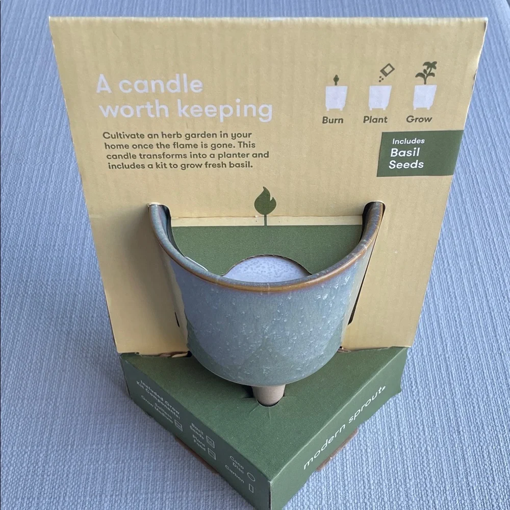 Modern sprout glow & grow Candle + grow kit herb garden